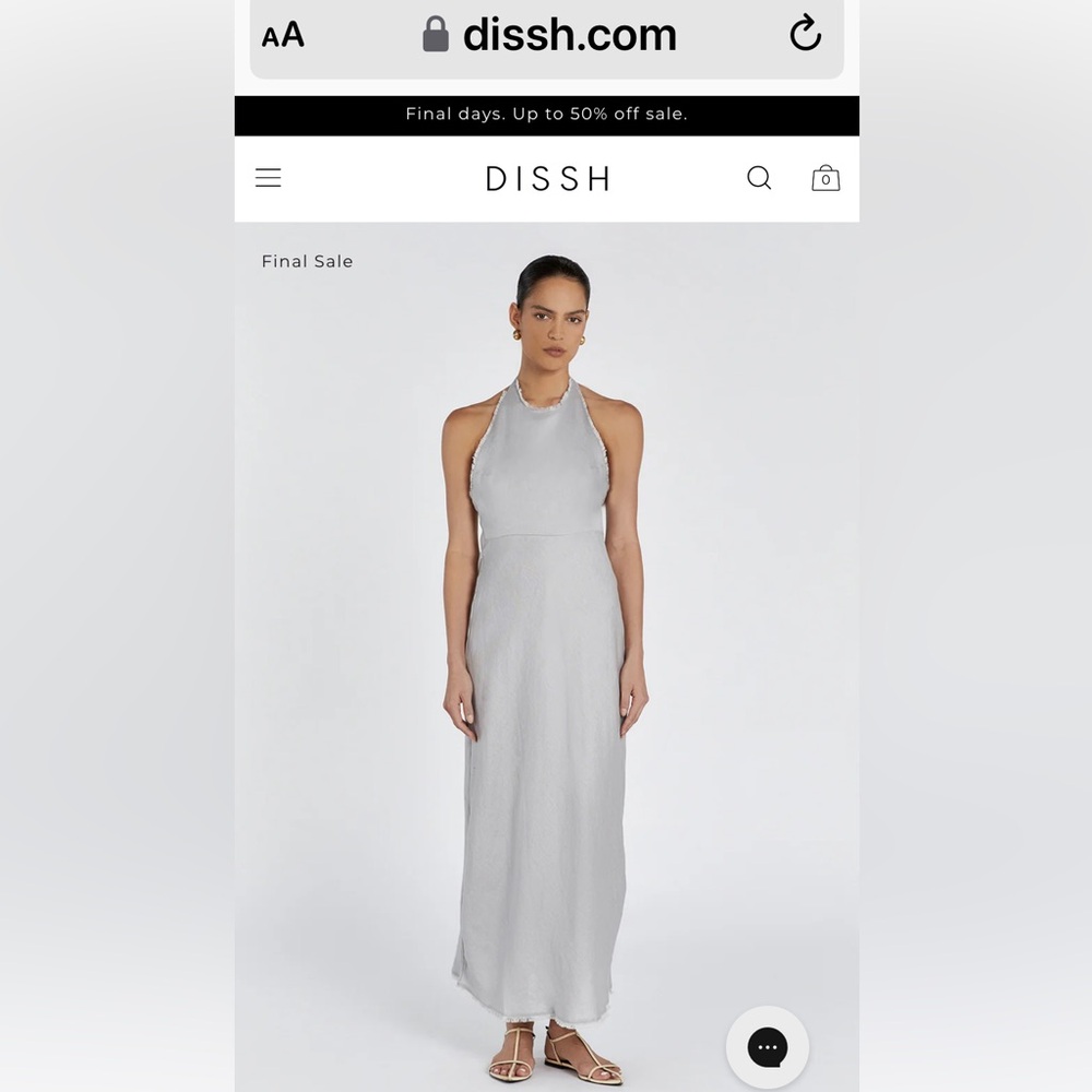 DISSH Australian brand, halter midi dress in dove gray